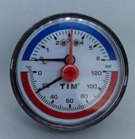 Термоманометр аксиальный (горизонт) 63мм на 6 бар (0°С-120°С)