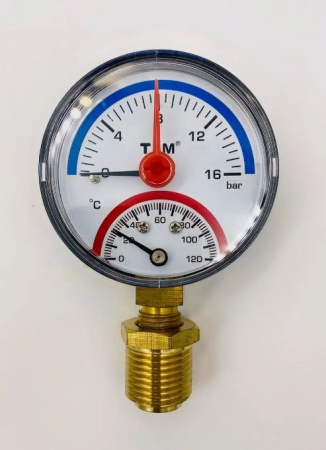 Термоманометр радиальный 63мм на 6 бар (0°С - 120°С)