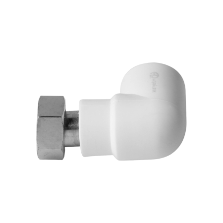 Отвод комбинированный ППР 20 белый 1/2 с накидной гайкой угловой