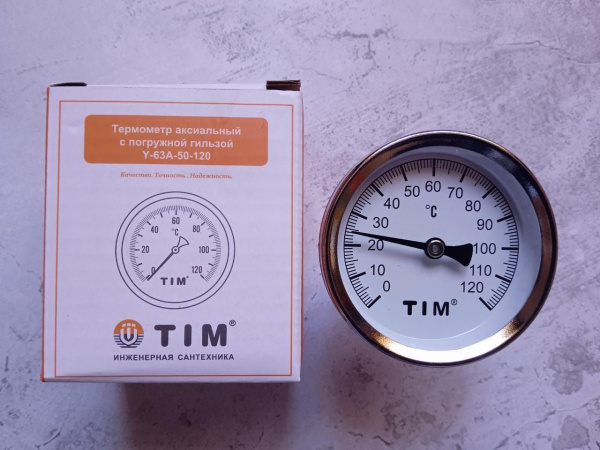 Термометр с гильзой 1/4 (0 С- 120 С)
